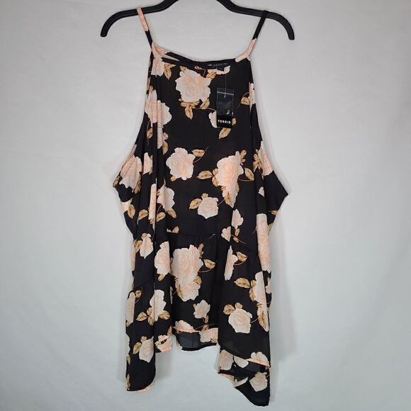 5X 28W Pink Rose Drop Waist Cami Hi-low Hem Flowy - Picture 3 of 8